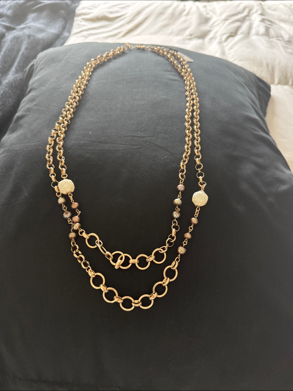 White House Black Market Gold-Tone Layered Link Necklace